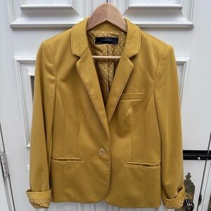 The Limited Mustard Blazer with Polka-Dot Lining - Size MEDIUM